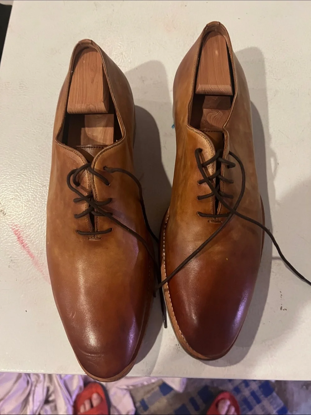 Magnanni Cognac Brown Leather Derby Oxfords